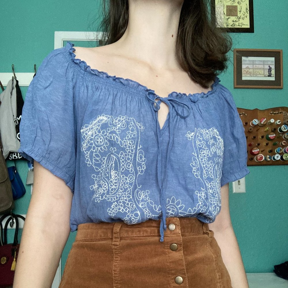 Vintage Inspired Embroidered Peasant Blouse